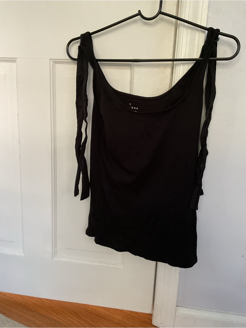 Black Tie-Shoulder Tank Top